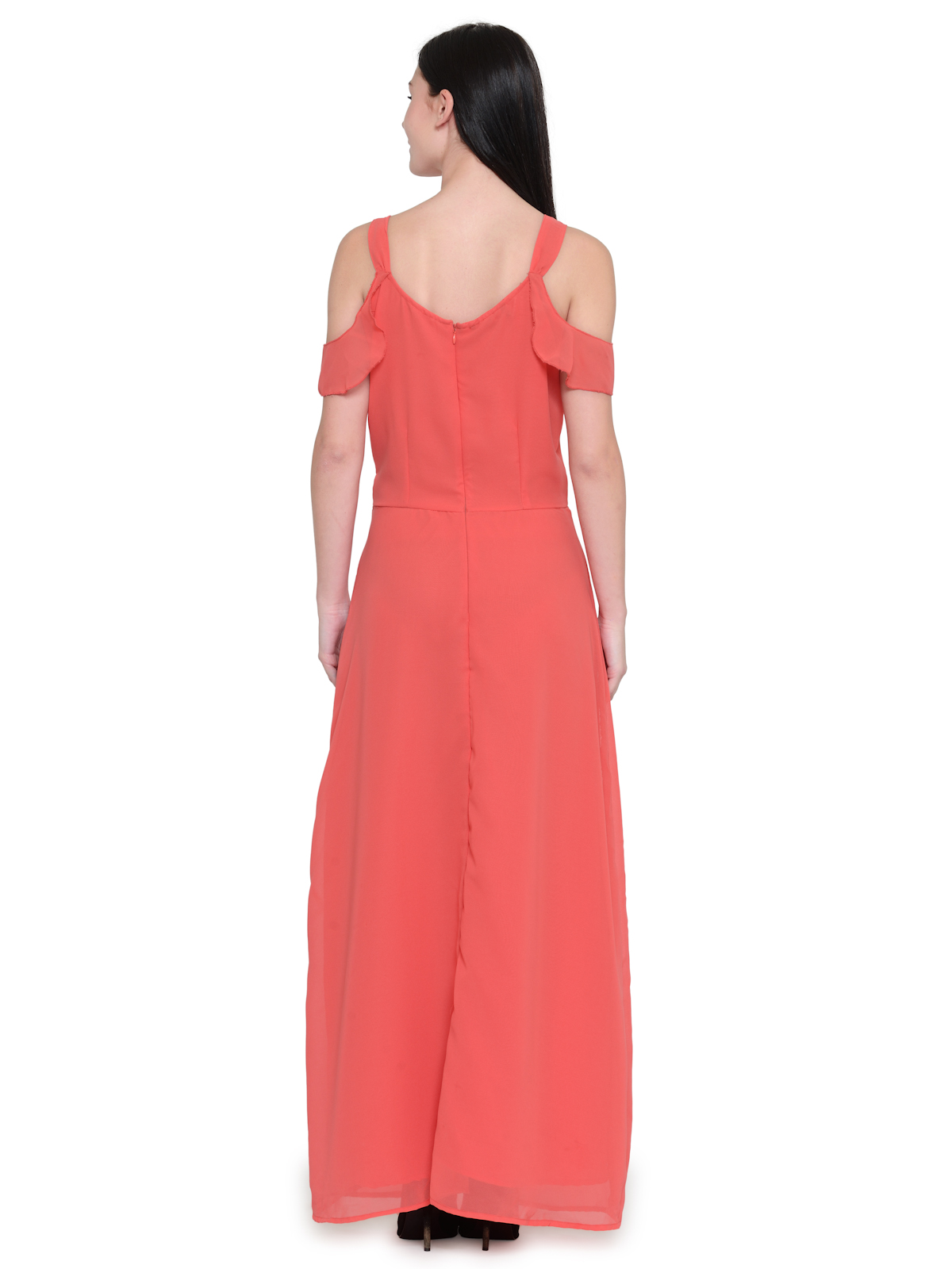 Pastel Peach Sleevless Maxi Dress